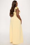 Vestido longo Isabelle Contrast - Amarelo manteiga